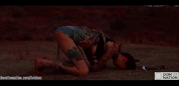 trendsAss eating bondage slave cries while her feet get caned outdoors in the dirt - Rocky Emerson